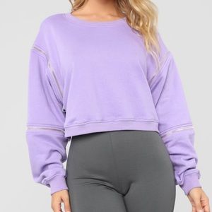 Cropped Lavender Sweater with Zips